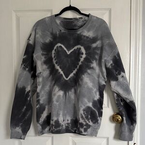 Urban Outfitters - Gray Tie-Dye Heart Oversized Sweatshirt No Tag